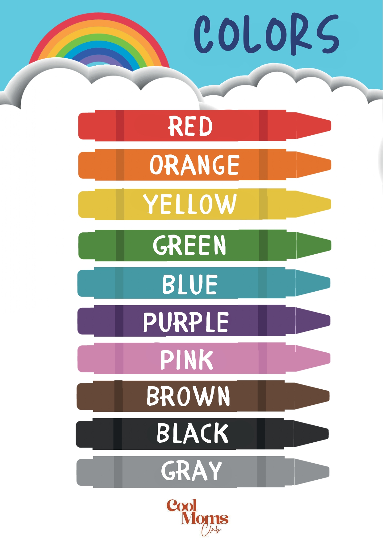 Pôster de cores em inglês